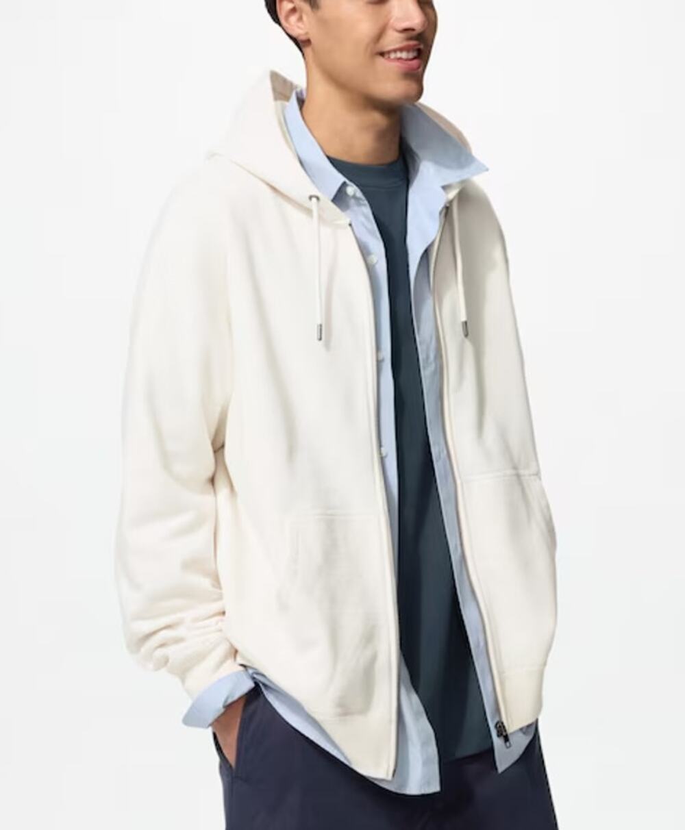 New Uniqlo Sweat Full-Zip Hoodie Off White Size Medium, Unisex
